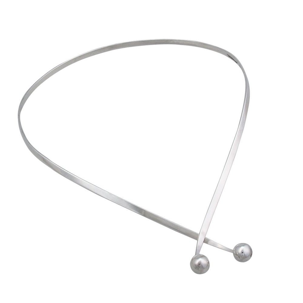 .950 Sterling Silver Twist Wrap Ball Neckwire NEW